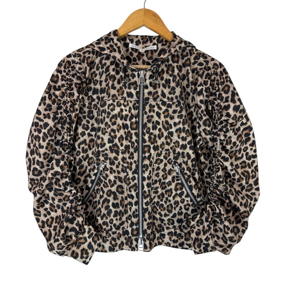 Veronica Beard Sibila Leopard Print Anorak Jacket Brown Multi Size S Hooded - Picture 5 of 15